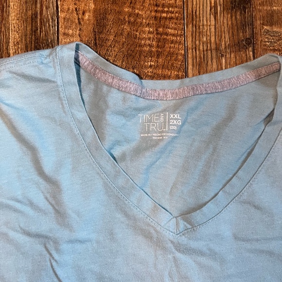 Women's V-Neck Short Sleeve Tees - Black and Blue - Picture 3 of 5